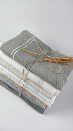 Linen Kumaş 6lı Amerikan Servis Çerçeve Nakış Detaylı