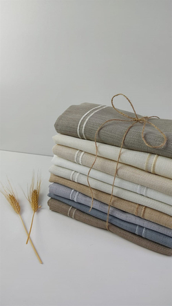 Linen Kumaş Çerçeve Nakış Detaylı İşlenebilir  12 Kişilik Servis Seti