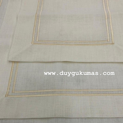 Linen Kumaş Runner Çerçeve Nakış Detaylı