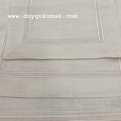 Linen Kumaş Runner Çerçeve Nakış Detaylı