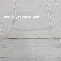 Linen Kumaş Runner Çerçeve Nakış Detaylı