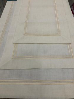 Linen Kumaş Salon Set Çerçeve Nakış Detaylı