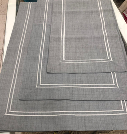 Linen Kumaş Salon Set Çerçeve Nakış Detaylı