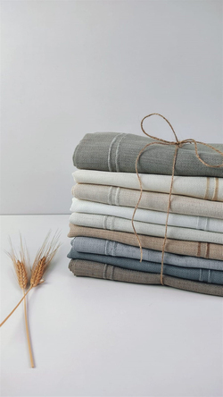Linen Kumaş Salon Set Çerçeve Nakış Detaylı