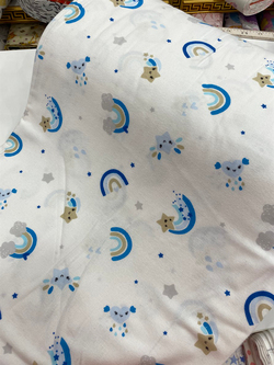Mavi Gökkuşağı Desenli Pazen Kumaş