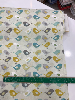 Mavi Hardal Kuş Desen Poplin