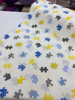 Mavi Puzzle Desenli Müslin Bezi D85