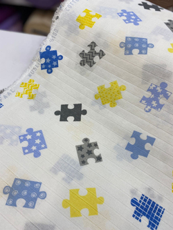 Mavi Puzzle Desenli Müslin Bezi D85