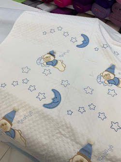 Mavi Sevimli Ayıcıklar Aplikeli Bebek pikesi