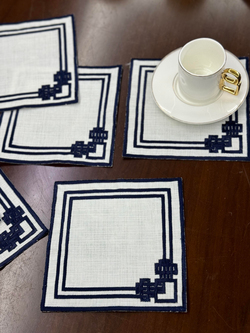 Maze Nakışlı Lacivert 6 lı Kokteyl Peçetesi