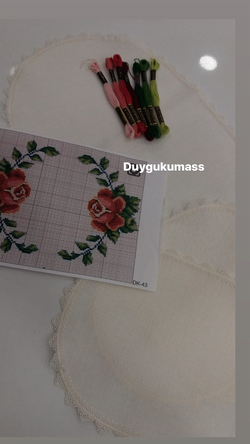 Mekik Oyası Detaylı Oval Set DK 43 İpler Şablon Dahil
