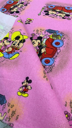 Mickey Mouse Pembe Desenli Pazen Tek En