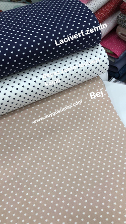 Mini Kalp Desen Poplin
