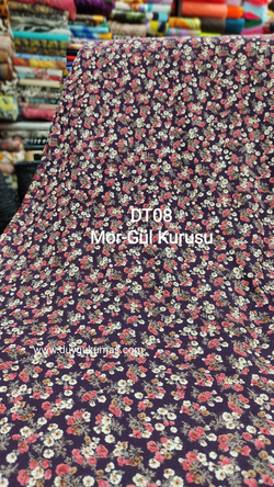 Mor Gül Kurusu Desenli DT08 Tek En Viskon