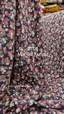 Mor Gül Kurusu Desenli DT08 Tek En Viskon