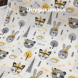 Müslin Bezi Maskeli Hayvanlar Desen