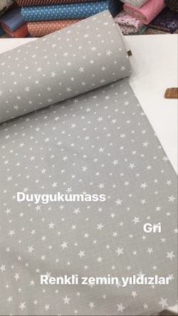 Müslin Bezi Renkli Zemin Yıldızlar Desen