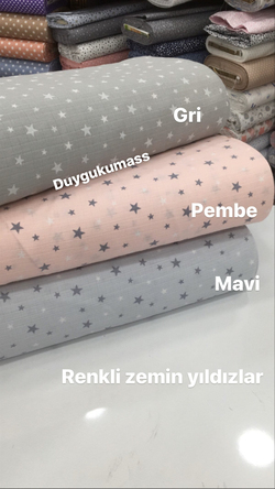 Müslin Bezi Renkli Zemin Yıldızlar Desen