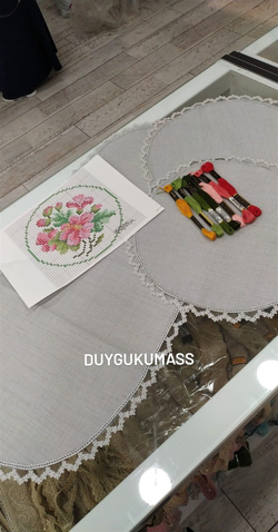 Papatya Desen Güpür Detaylı Oda Takımı DK 102 nolu Şablon ve İpler Dahil