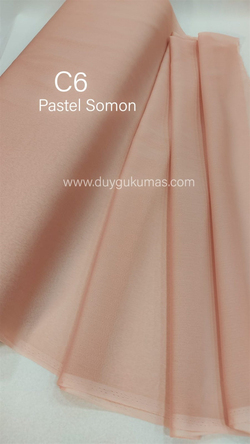 Pastel Somon Rengi C6 Janjan Şifon