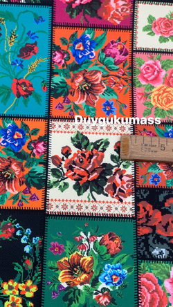 Patchwork Çiçekler Desen Dijital Kumaş