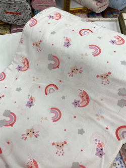 Pembe Gökkuşağı Desenli Pazen Kumaş