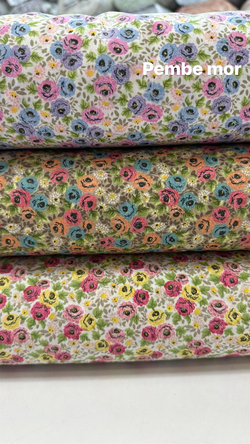 Pembe Mor Mini Güller Desen Poplin D710