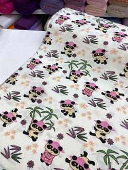 Pembe Panda Desenli Müslin Bezi D101