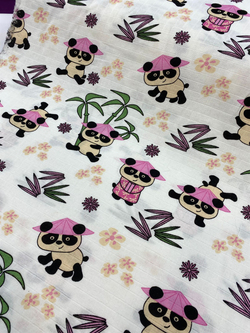 Pembe Panda Desenli Müslin Bezi D101
