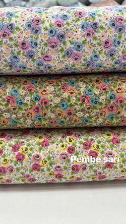 Pembe Sarı Mini Güller Desen Poplin D710