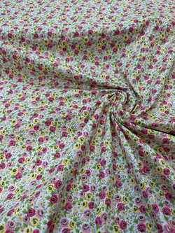 Pembe Sarı Mini Güller Desen Poplin D710
