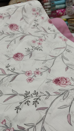 Pembe Sarmaşık Çiçek Dalları D106 Desenli Akfil