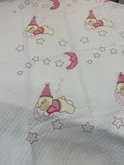 Pembe Sevimli Ayıcıklar Aplikeli Bebek pikesi