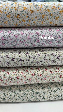 Pembe Vintage Mini Çiçekler Desen Poplin D705