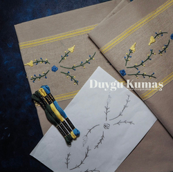 Sarı İthal Şerit Detaylı Duck Keteni Runner Set