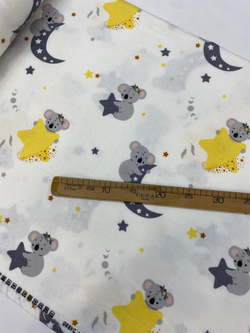 Sarı Yıldızlı Gri Koala Desen Pazen