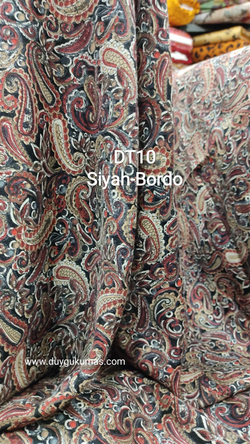 Siyah Bordo Desenli DT10 Tek En Viskon