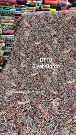 Siyah Bordo Desenli DT10 Tek En Viskon