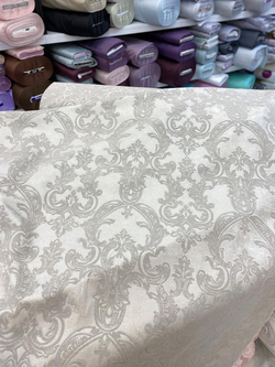Taş Rengi Şamdan Desen İpek Şönil Pike Kumaş