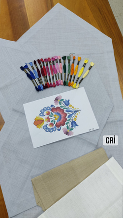 Üçgen Uçlu Köşe Çevrili Linen Salon Set DK35 Şablon Ve İpler Dahil