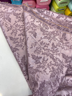 Violet Botanik Desen Etuval İpek Şönil Pike Kumaş