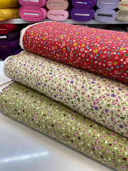 Yeşil Çıtır Çiçek D103 Desenli Poplin