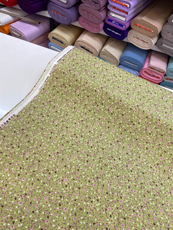 Yeşil Çıtır Çiçek D103 Desenli Poplin