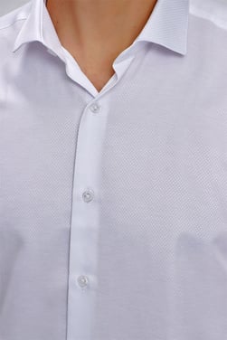  Morven Erkek Beyaz Slim Fit Jakarlı Gömlek