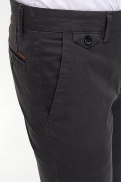 Morven Erkek Koyu Gri Pamuklu Slim Fit Yan Cep Keten Pantolon