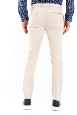  Morven Erkek Kremrengi Piefti Pamuklu Slim Fit Yan Cep Keten Pantolon