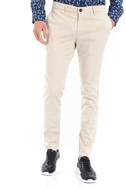  Morven Erkek Kremrengi Piefti Pamuklu Slim Fit Yan Cep Keten Pantolon