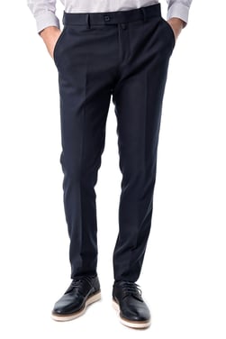  Morven Erkek Lacivert Jakarlı Slim Fit Yan Cep Kumaş Pantolon