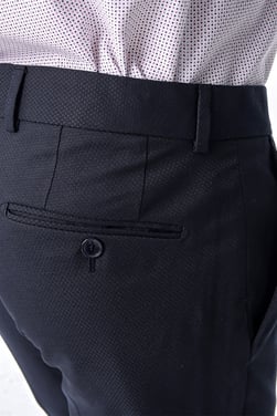  Morven Erkek Lacivert Jakarlı Slim Fit Yan Cep Kumaş Pantolon