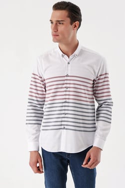 Morven Erkek Bordo Panolu Slim Fit Gömlek